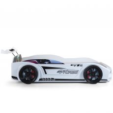 Дитяча ліжко машина GT18 4x4 Turbo White з підсвіткою, спойлер